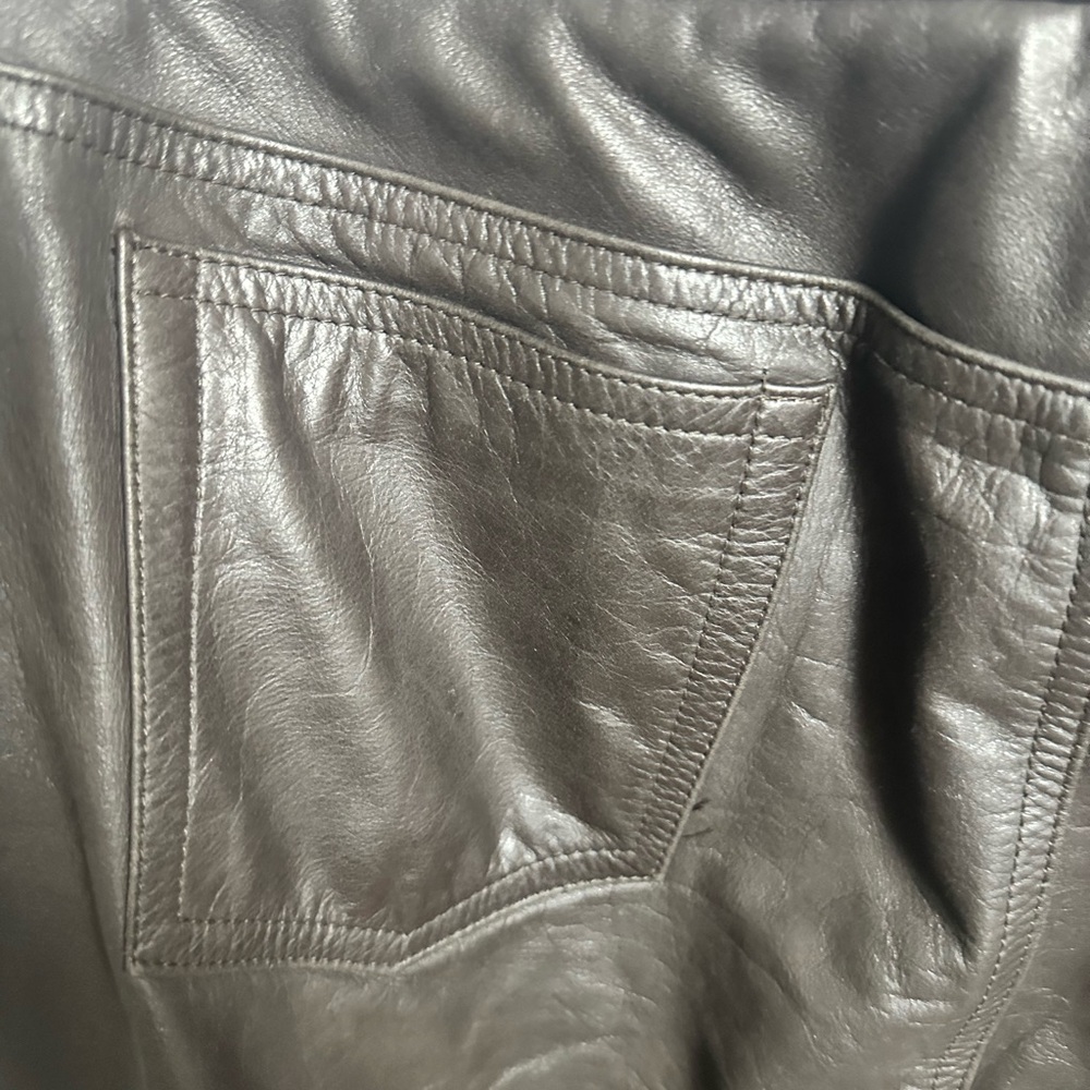 Nine West Dark Brown 100% Leather Trousers 14 - Picture 5 of 8